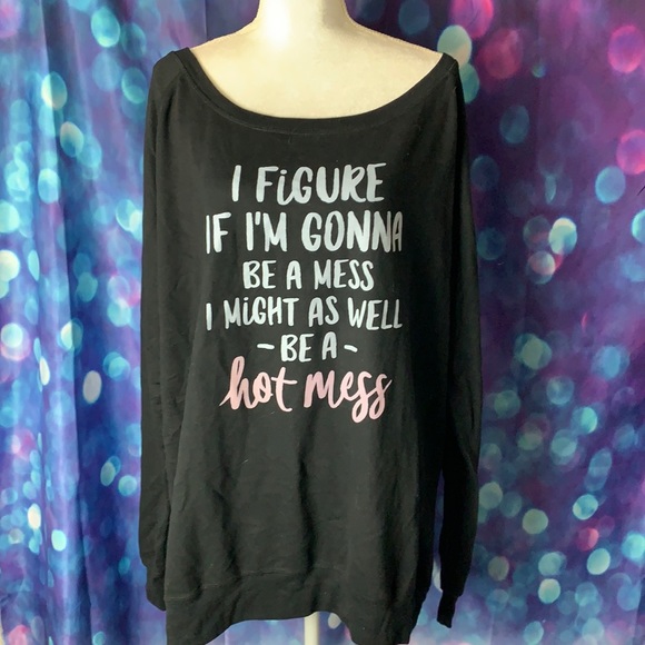 Instant Message Tops - Instant Message slouchy sweatshirt - Hot Mess